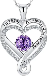 Jewelry for Women Wife Infinity Heart I Love You Necklace S925 Sterling Silver - Picture 1 of 6