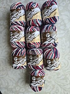 Lily Sugar'n Cream Yarn - Ombres-Red, White & Blue (Pack of 10)