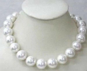 Schöne seltene 8mm-20mm weiße Südsee Muschel Perle Runde Perlen Halskette 18" AAA - Bild 1 von 12