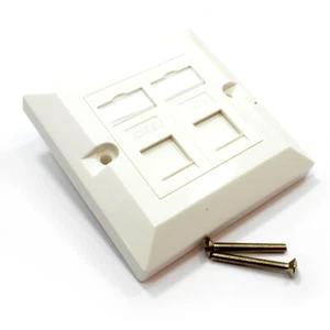 RJ45 Visage Plaque Mural Prises Cat6 Double 2 Port Avec Clés de Voûte Jacks - Photo 1/6