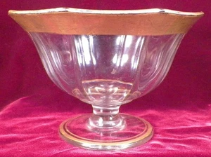 Elegant Glass Compote Panels Paneled Painted Gold Bands PATTERN MAKER HELP - Picture 1 of 5