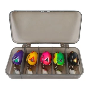 Set of 5 Floating Silicone Frog Baits with Noise Blades for Bass Fishing Gear - Picture 1 of 12