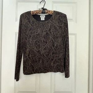 Blusa De Colección Western Connection Negra Dorada Brillante Diseño Cachemira Manga Larga S - Imagen 1 de 5