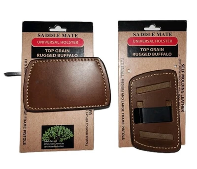 2 New Leather Universal Gun Holster With Metal Clip Saddle Mate Buffalo BR2050 - Image 1 of 4