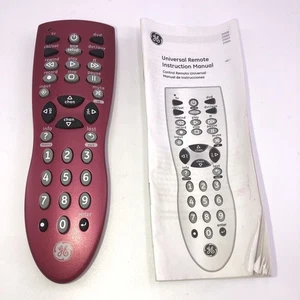 GE Remote 25003-V3 1222 TV CBL/SAT DVR/AUX DVD w/Instruction Manual Red - Picture 1 of 7