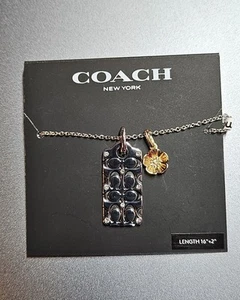 Genuine Coach Quilted C Tag Pendant Necklace NEW - Picture 1 of 1