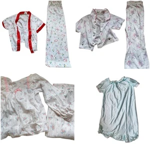 Size 4 YEARS Lot 4 Pairs Vintage Girls Pajamas Gown Matching Sets Carters 80s - Picture 1 of 19