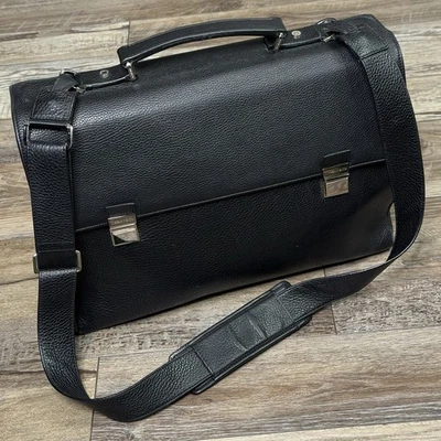 Редкий Tiffany & Co. портфель ноутбука перевозчик Messenger черный шагреневой кожи сумка - Изображение 1 из 4