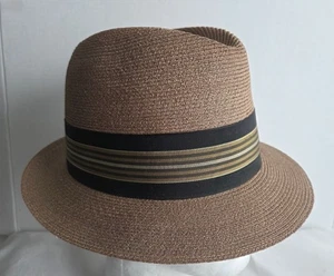 DOBBS FIVE AVE. Cappello FEDORA in paglia per torta estiva 71/8 vintage in ottime condizioni!! - Foto 1 di 12