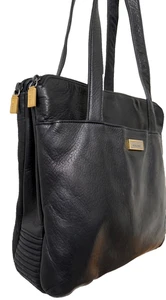 PERLINA Schultertasche Handtasche schwarz weiches Leder Doppelriemen mehrere Fächer - Bild 1 von 17