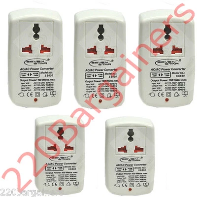 5pc Seven Star 100 Watt 110 to 220 Volt Voltage Converter 110V 220V SS630 5-pack - Image 1 of 4
