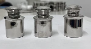 Brass, Antique Look Nickel Plated Round Small Oil Cane, Pots 3 pc - Picture 1 of 12