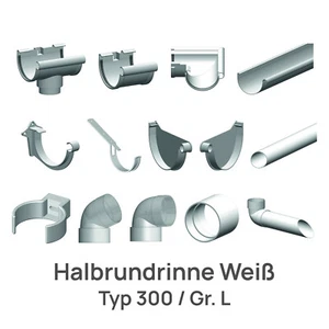 Dachrinne Regenrinne Typ300 Weiss | Fallrohr und Zubehör DN 60 | Kunststoff PVC - Bild 1 von 35