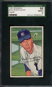 1952 Bowman #233 Bob Kuzava - SGC 8 **PRISTINE** - Picture 1 of 2