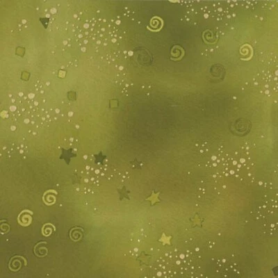 Laurel Burch Basics GLITTER OLIVE Green Gold Metallic Fabric By the FQ - 1/4 YD - Image 1 of 4