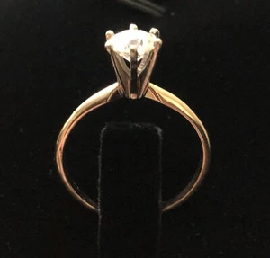 Approx 1 ct 14K Gold Round Diamond Engagement Ring EGL Certified Sz 8 Natural - Foto 1 di 14