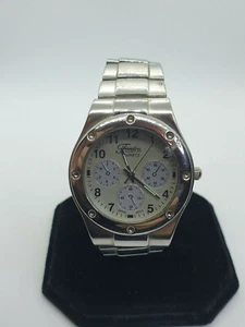 Reloj pulsera cronógrafo fondini cromado para hombre, agujas luminosas, cara plateada. #bm - Imagen 1 de 6