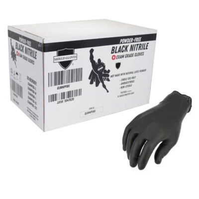 MEDICALMARTBYMAIL 1000 Pieces Black Nitrile Exam Powder-Free Disposable Gloves Medium 6 MIL