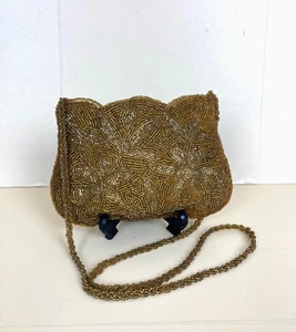 Bolso Bandolera Vintage Lentejuelas Dorado Años 50 60 Ocasión Fiesta Navidad - Imagen 1 de 7