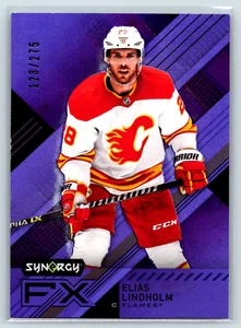 Elias Lindholm 2021 Upper Deck Synergy Synergy FX Purple SN275 #FX-EL Calgary - Picture 1 of 2