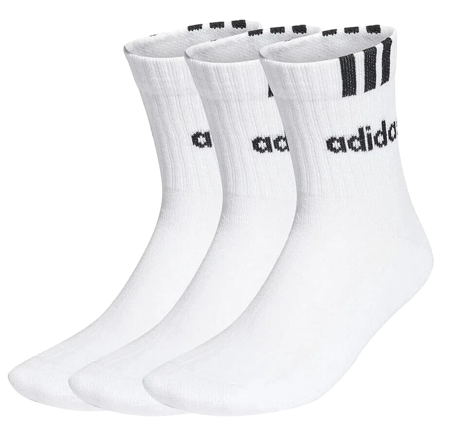 Adidas Unisex Kids 3 Pack Performance 3 Stripes Half Crew Sports Socks 4-7 Years - Image 1 of 1