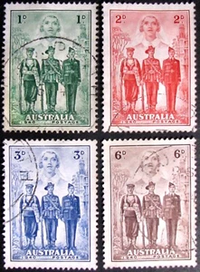 1940 AUSTRALIA #184-187: F/VF Used 'Participation in WWII' - complete set of 4 - Picture 1 of 2
