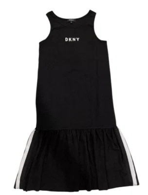 Dkny Black Dress W/white Tee Ove Girl Size 14 NWT  - Image 1 of 4