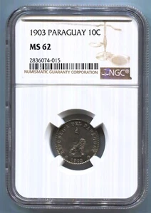 Paraguay - 1903 10c KM#10 in NGC MS 62 - Picture 1 of 2