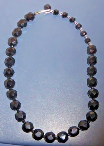 Vintage 14" Choker Shiny Black Dodecahedron Beads Japan - Picture 1 of 2