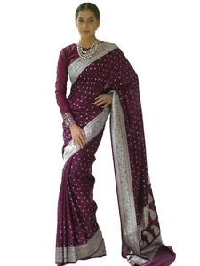 TRADITIONAL PARTY WEAR SOFT SILK INDIAN WEDDING WEAR KANJEEVARAM SAREE SARI - Picture 1 of 9