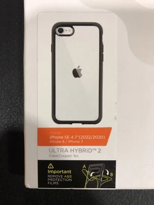 Spigen Ultra Hybrid 2 Clear Case Black Trim Apple iPhone 7 / 8 / SE 2020 2022 - Image 1 of 3