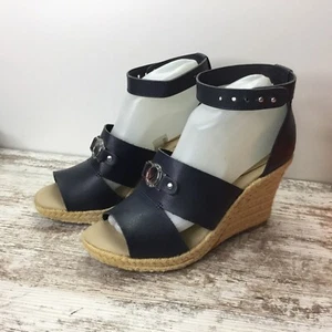NAUTICA Jaelyn Espadrille Wedge Sandals Navy Blue Sz 8 - Picture 1 of 9
