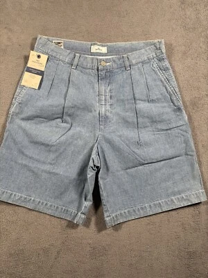 Pantalones Cortos Plisados De Colección Dockers Para Mujer 32” Calce Suelto Azul Cambray Y2K Dinero Antiguo Foto 1 de 4