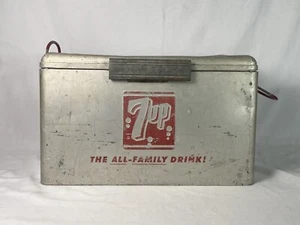 Vintage 1950's Aluminum 7UP Picnic Advertising Metal Cooler Ice Chest Cronstroms - Picture 1 of 9