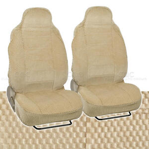 High Back Bucket Sear Covers Front Pair Beige Scottsdale Premium Fabric