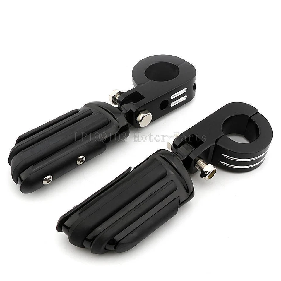 Abrazaderas de estriberas de carretera negras de 1-1/4" para Harley Davidson Road Glide Foto 1 de 4