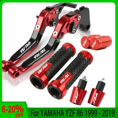 For YAMAHA YZF R6 Motorcycle Adjustable Brake Clutch Levers Grips Handlebar Kit - Image 1 of 4