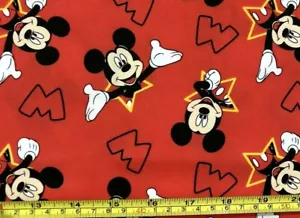 Tina Scrap Disney Mickey Mouse Red Star Cotton Fabric 9”x21”  - Picture 1 of 1