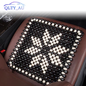 Natural Wooden Beaded Car Seat Cover Massage Cool Comfort Cushion Flower Black - Picture 1 of 7