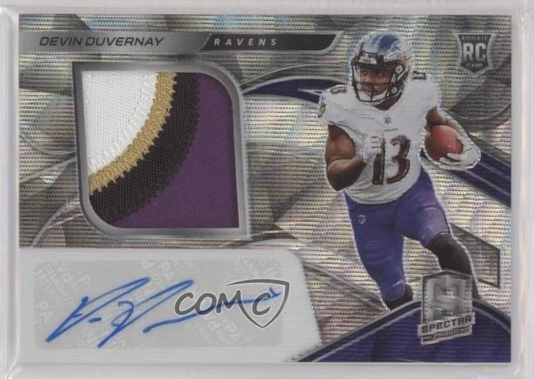 2020 Panini Spectra FOTL Wave Prizm /25 Devin Duvernay RPA Rookie Patch Auto RC - Image 1 of 2