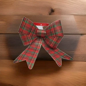 Christmas Plaid Bow – Red, Green & Gold – 13” x 13” Holiday Decor - Picture 1 of 6