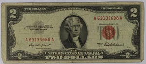 1953 A $2 Red Seal Legal Tender Fine - Picture 1 of 2