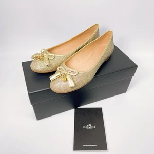 Coach FG3139 Benni Ballerinas Glitzer Metallic Mesh gold flache Slipper 6,5 37 - Bild 1 von 15
