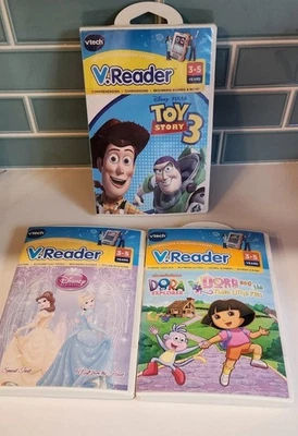 3 VTech V.Reader Toy Story 3 - Dora - Disney Princess Interactive E-Reading NEW - Image 1 of 3
