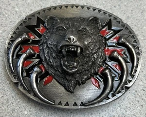 Vtg Siskiyou Belt Buckle Enameled 1991 Bear Claws Angry Growling Western V92 Big - Picture 1 of 3