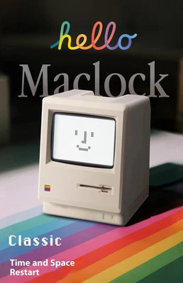 Desktop Digital Alarm Clock Retro 1984 Mac Pixel Art USB Rechargeable - Image 1 of 4
