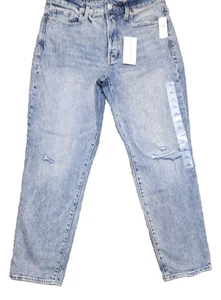 New Old Navy Jeans Womens Sz 10 O.G. Straight Leg Denim Blue Stretch Buttonfly - Picture 1 of 16
