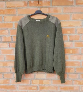 Suéter de Caza Burberrys Vintage Años 90 Hecho en Inglaterra Parches de Lana y Cuero - Imagen 1 de 15