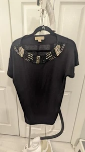 Michael Kors Beaded Boho Black Sz S NWOT Blouse - Picture 1 of 4