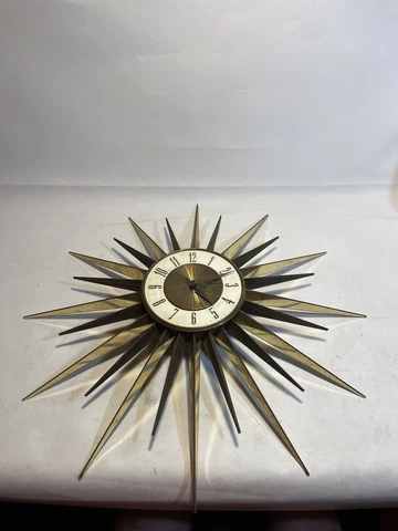 Vintage Mid Century Modern Elgin Sunburst Starburst Clock Works Cover